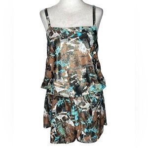 ST Tropez Swimwear Romper Geometric Metallic Adjustable Straps One Piece Suite 8